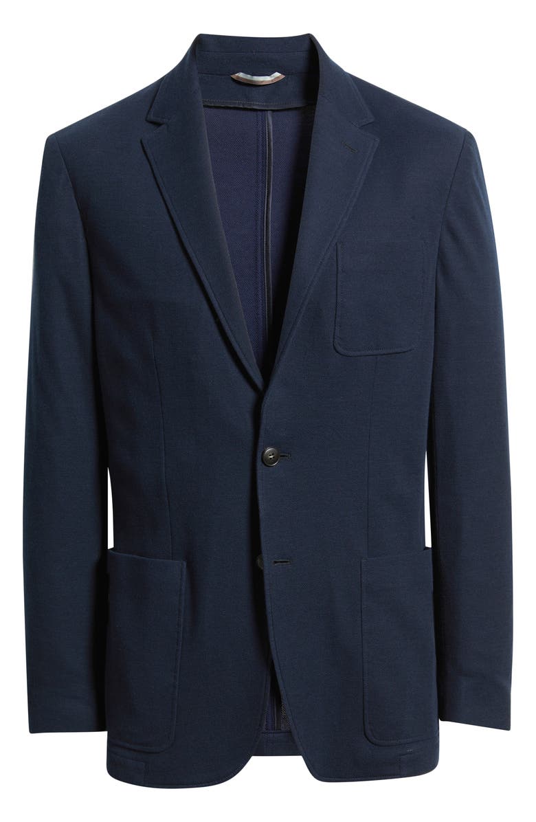 Canali Trim Fit Navy Knit Cotton Blend Blazer, Alternate, color, Navy