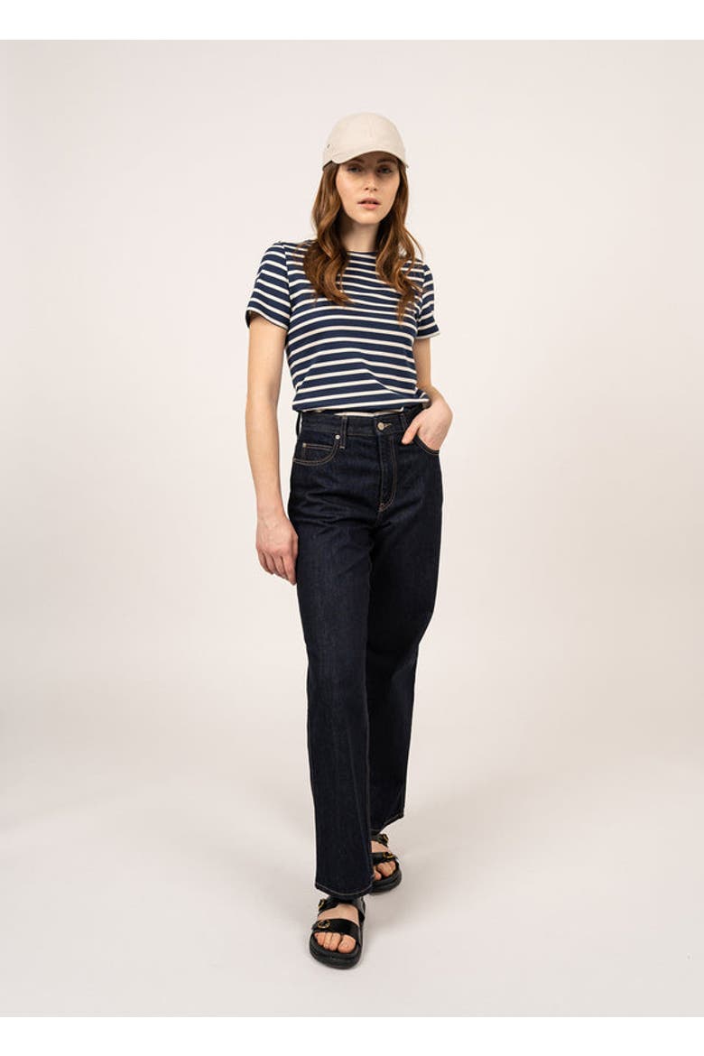 ETRILLE II - Short Sleeve Breton Stripe Tee, Alternate, color, navy/ecru