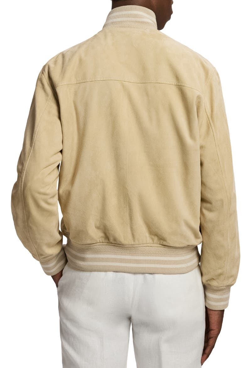 Insulated Lambskin Suede Bomber Jacket, Alternate, color, BEIGE