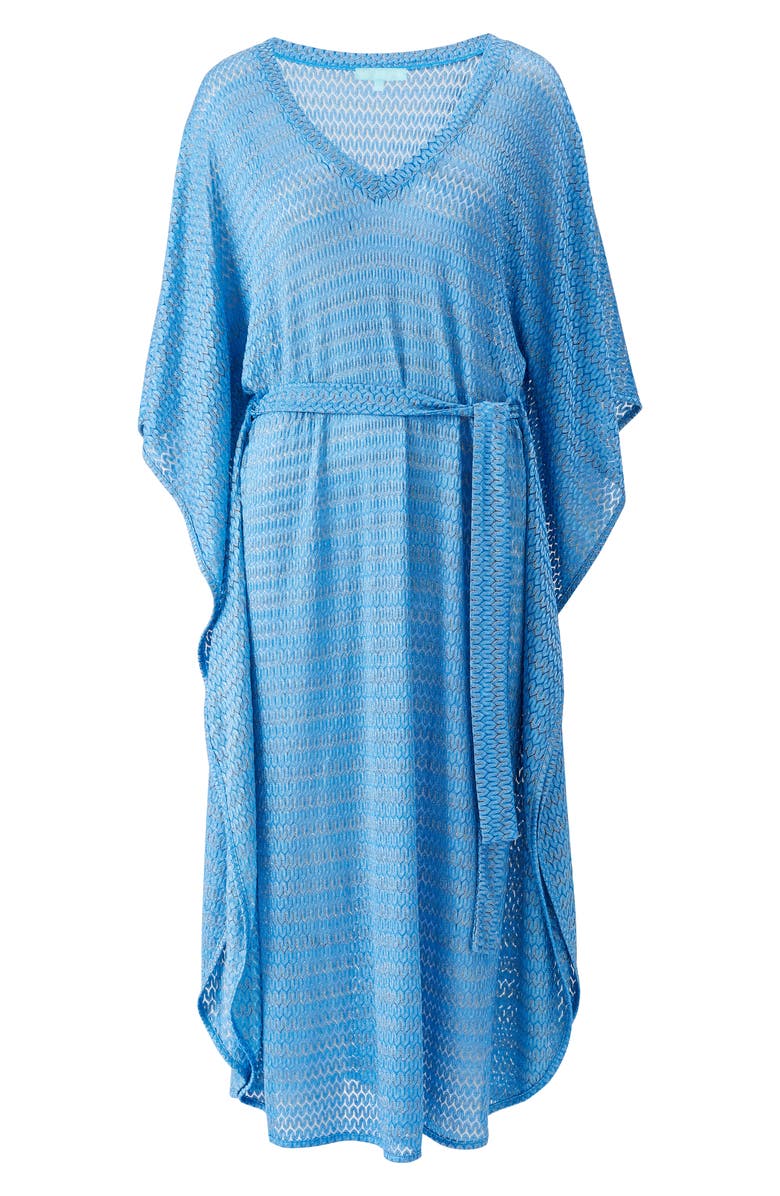 Melissa Odabash June Mixed Stitch Tie Waist Cover-Up Maxi Dress, Alternate, color, Ocean