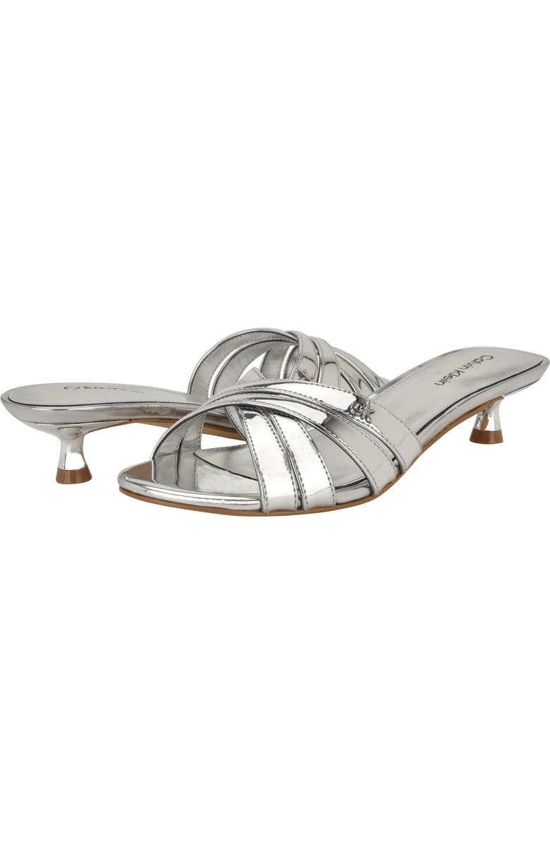 Calvin Klein Gabbie Kitten Heel Slide Sandal, Alternate, color, Silver