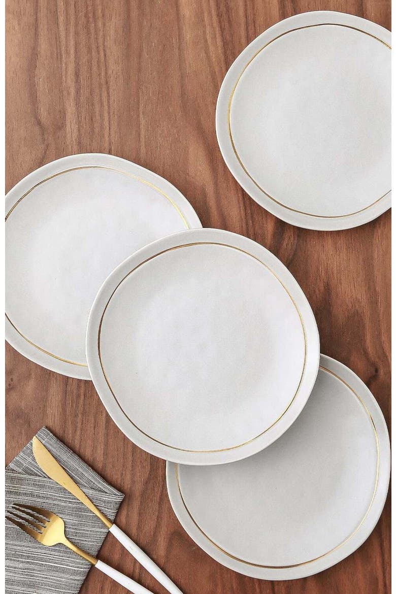 Clara Porcelain 16-Piece Dinnerware Set, Alternate, color, Gray