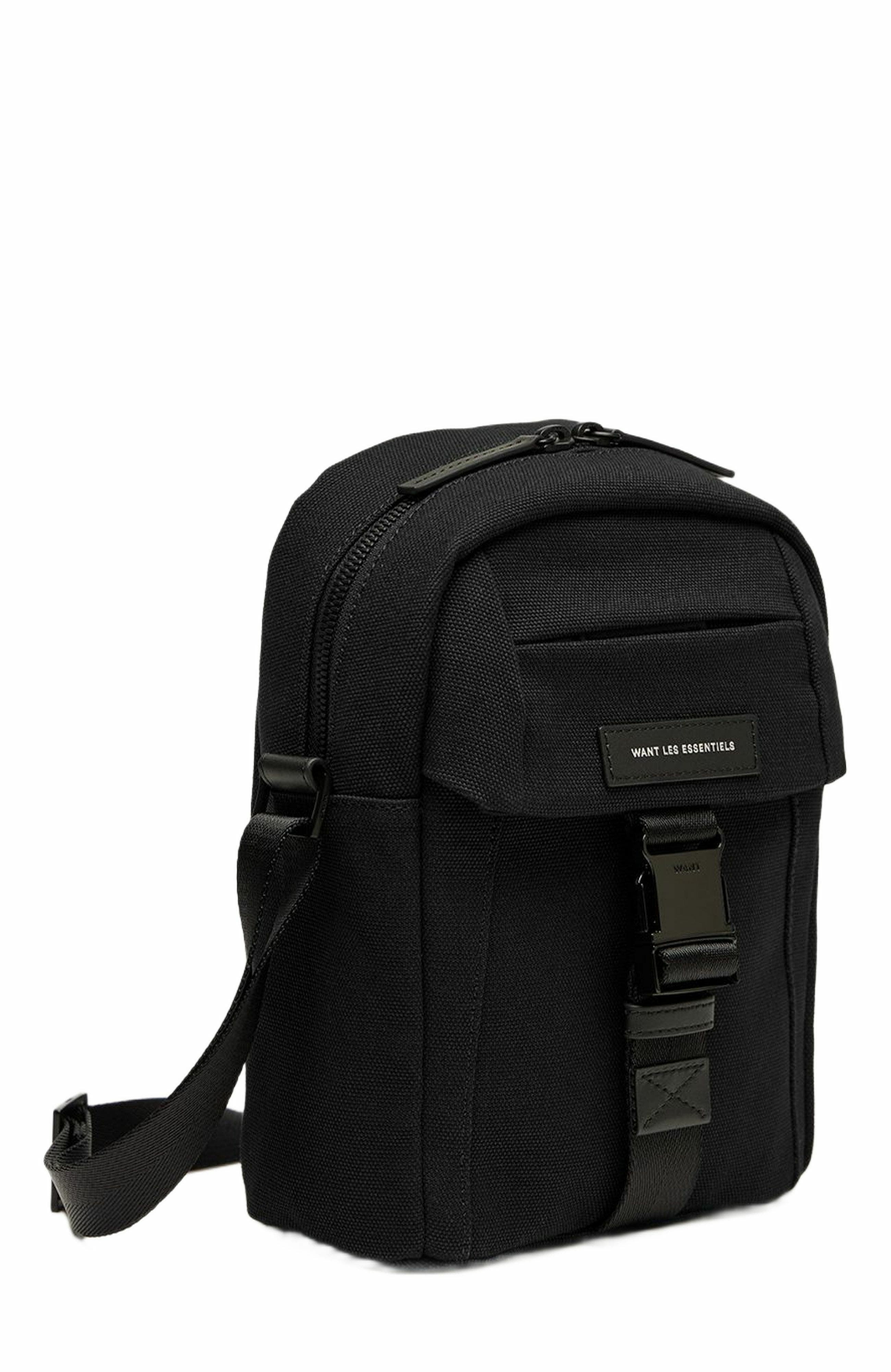 Want Les Essentiels Brantford Organic Cotton Canvas Crossbody Bag, Alternate, color, Black