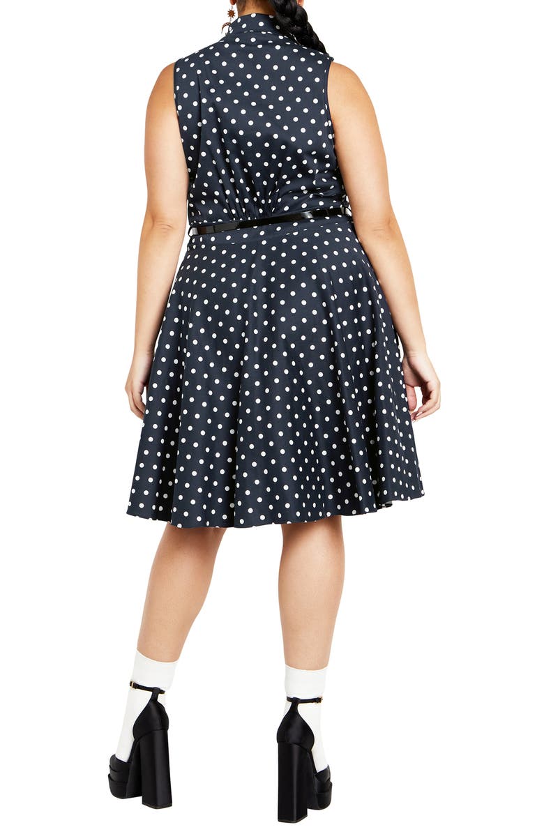 City Chic Nellie Polka Dot Sleeveless Dress, Alternate, color, Navy Spot