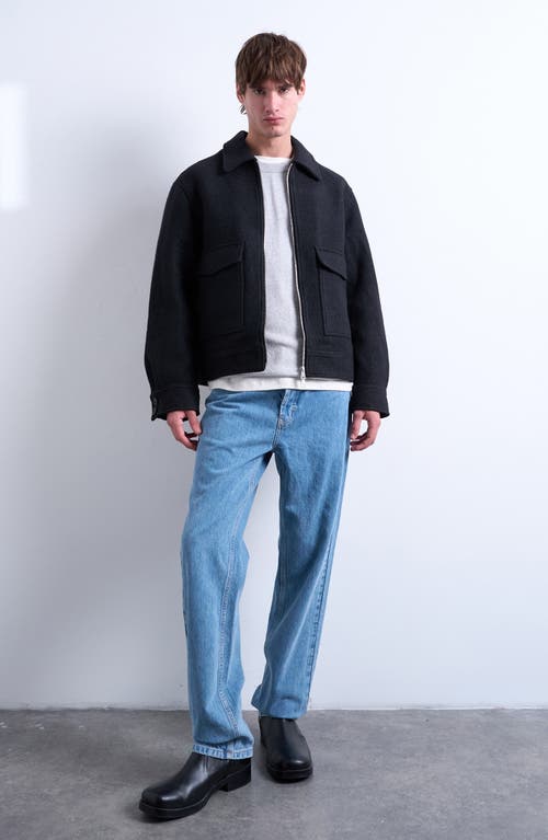 Topman Melton Zip Jacket In Black