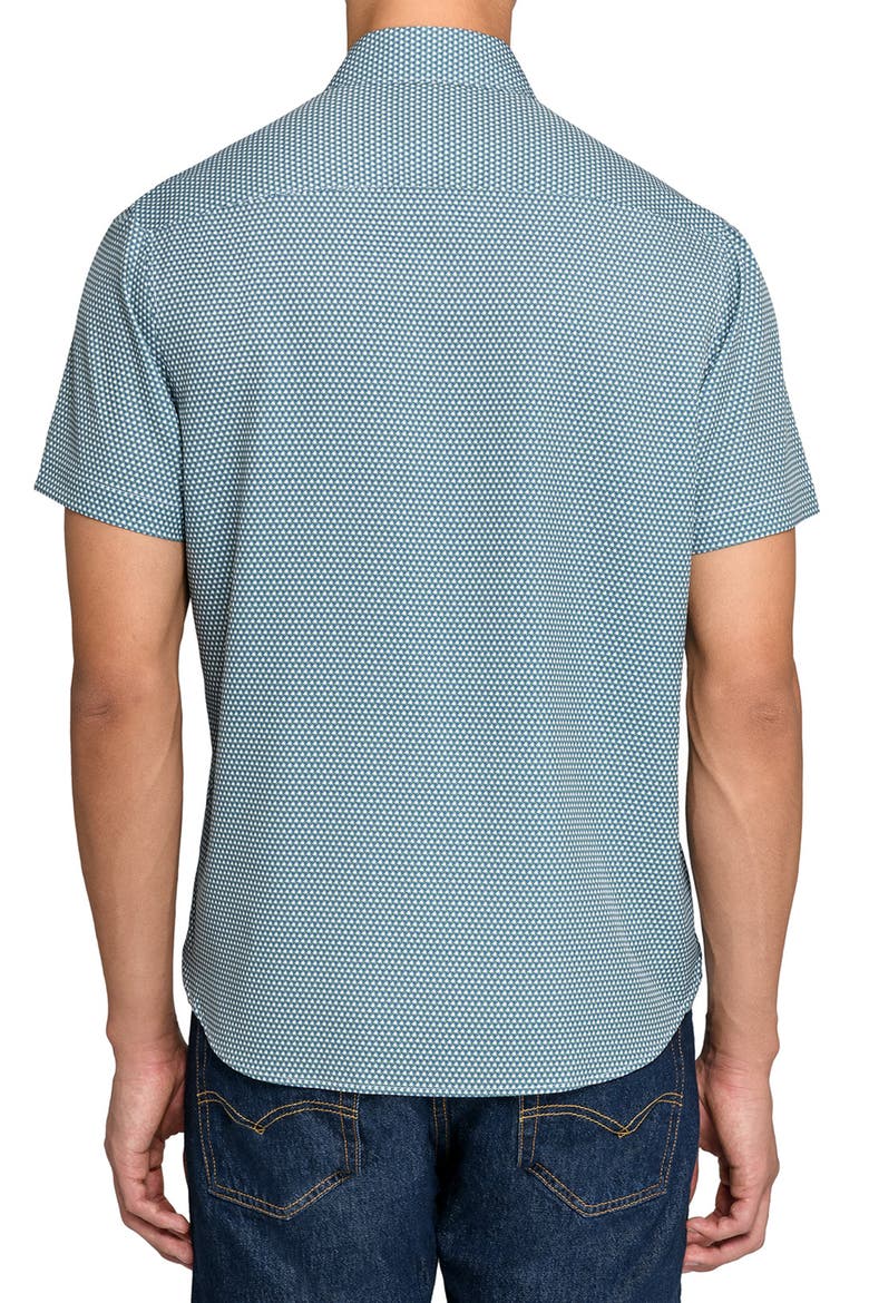 Hexagon Geo Woven Short Sleeve Basic, Alternate, color, WHITE/GREEN