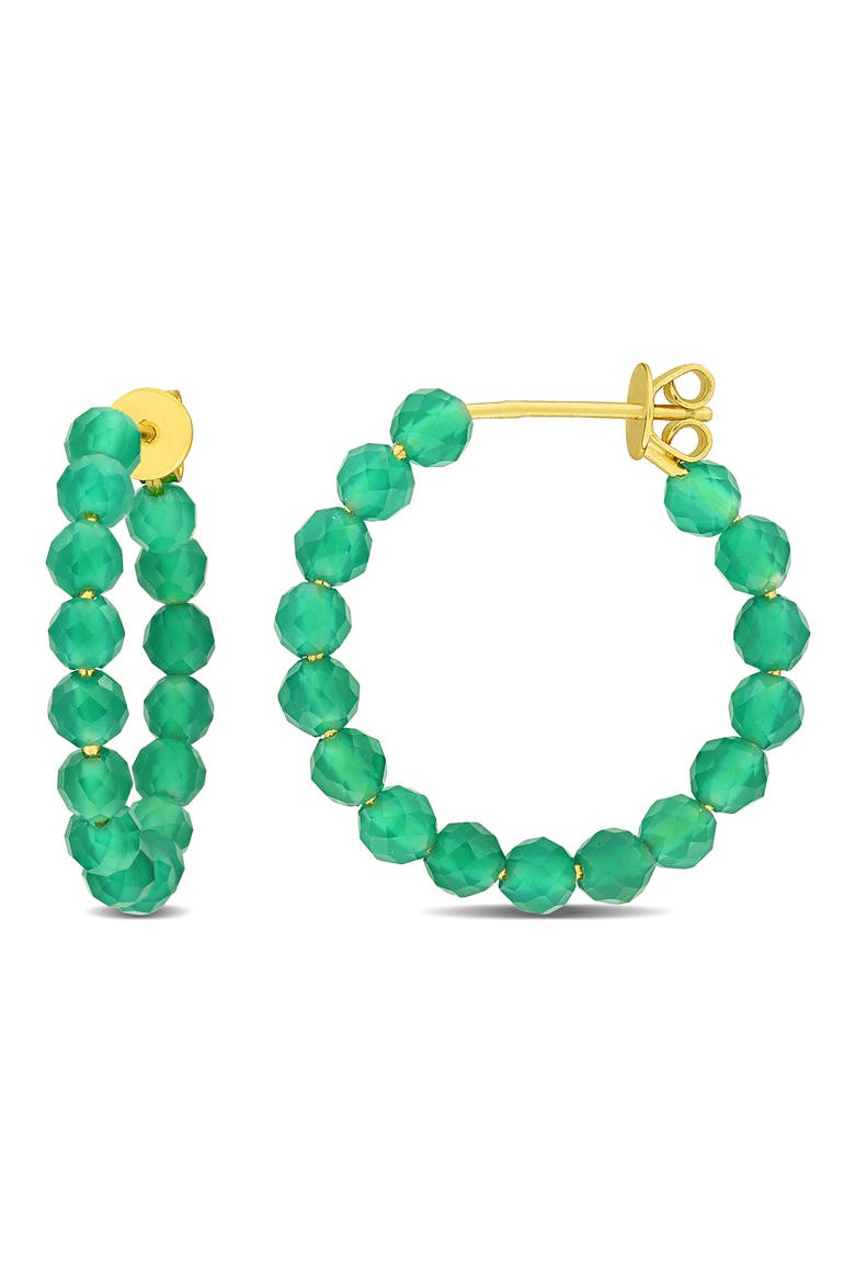 Faceted Hoop Earrings, Main, color, GREEN ONYX
