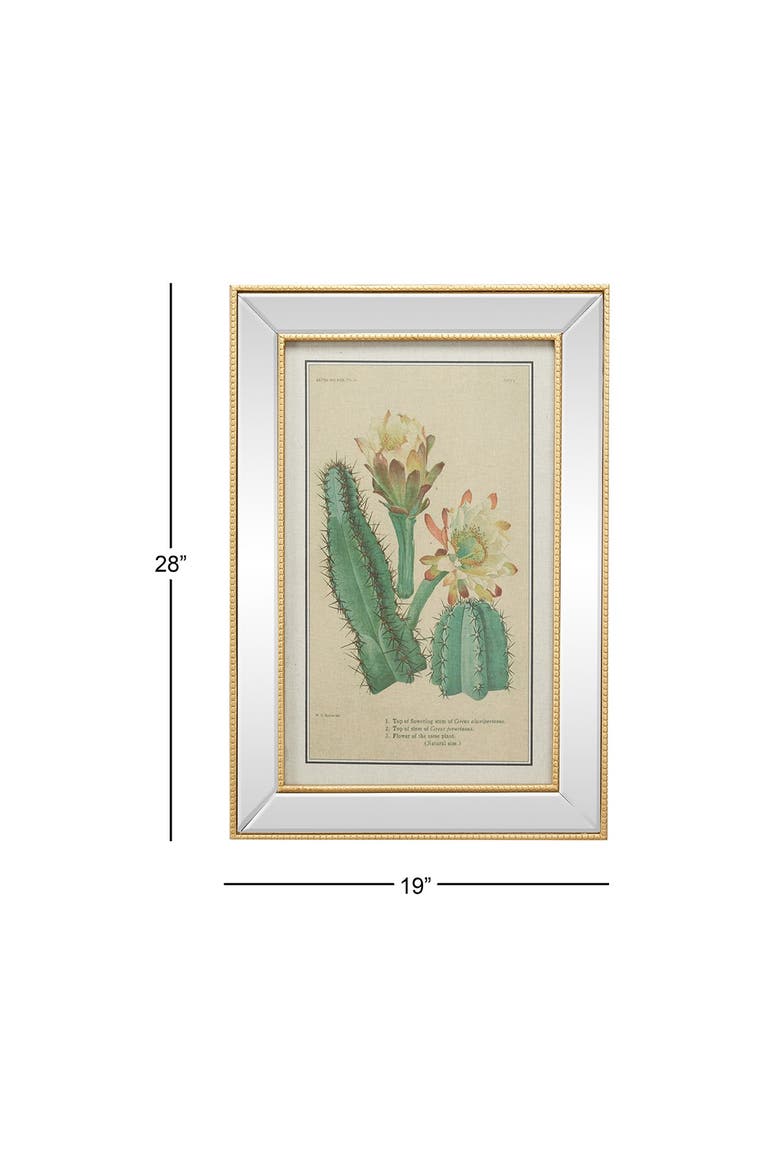 Rectangular Metal Beaded & Mirror Framed Botanical Wall Art, Alternate, color, MULTI
