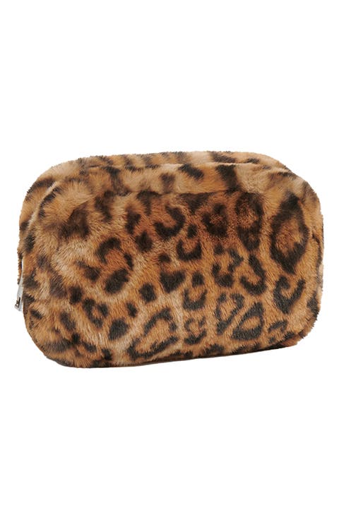 Noor Leopard Print Faux Fur Pouch