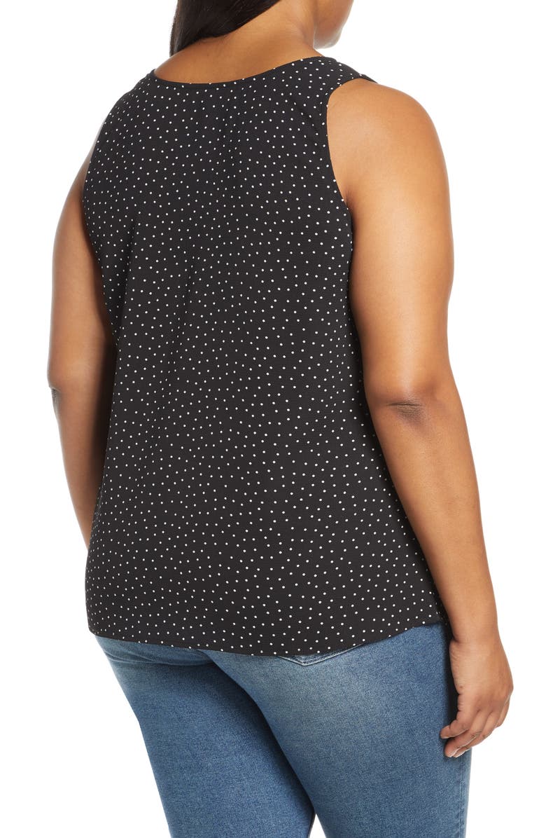 Loveappella Easy Scoop Neck Tank Top, Alternate, color, Black Pindot
