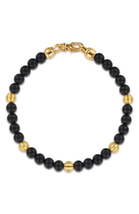 Men's Bujukan 14k Gold & Black Titanium Bead Bracelet
