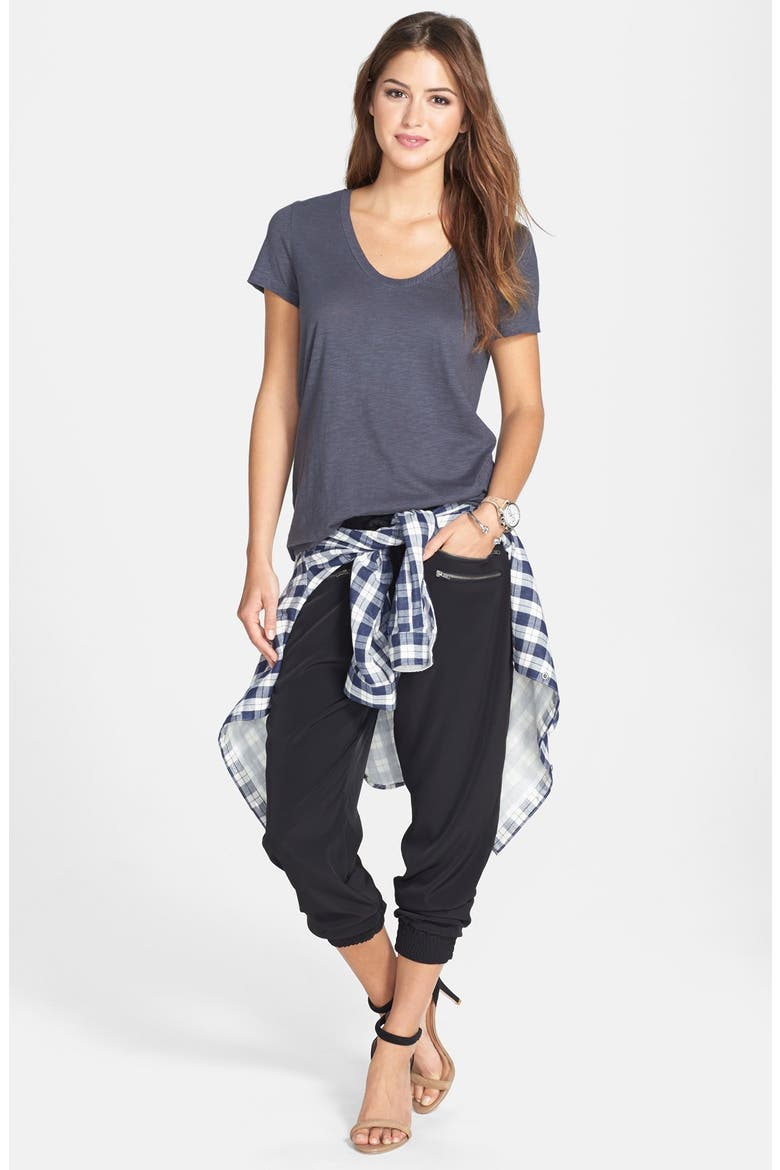 Zip Detail Track Pants, Alternate, color, BLACK