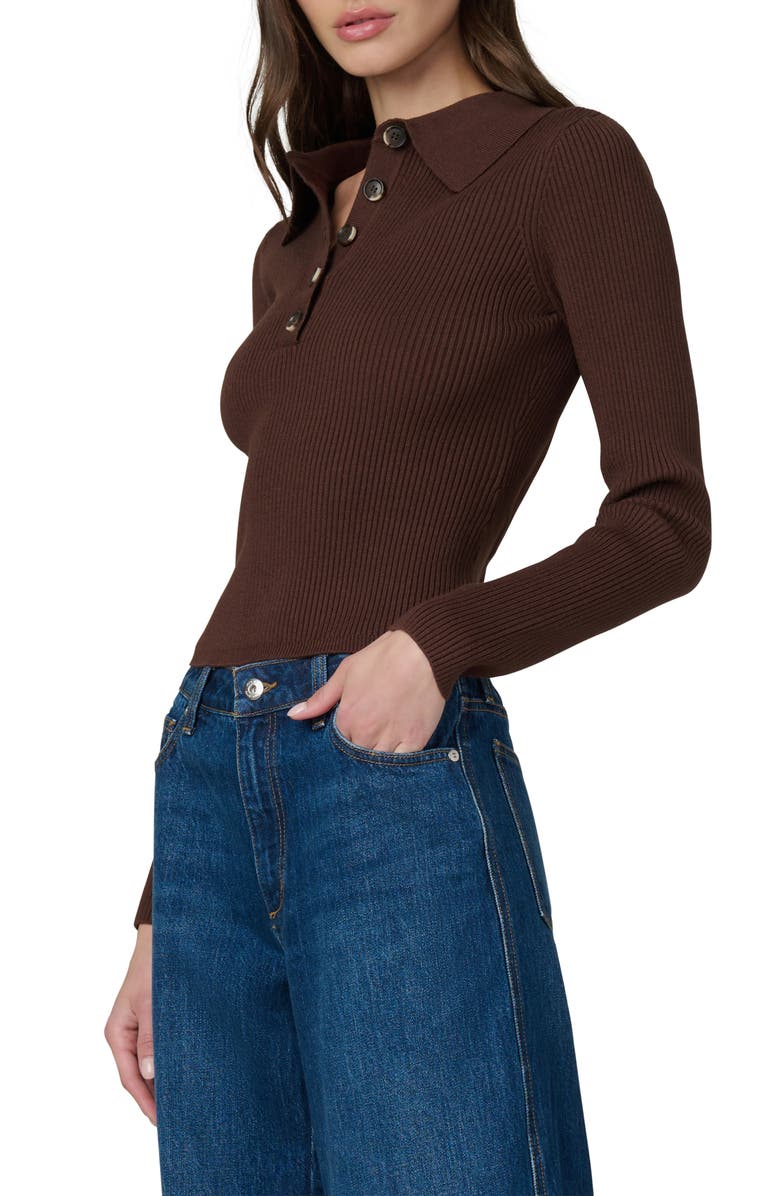 Joe's The Lisa Crop Rib Polo Sweater, Alternate, color, Chocolate