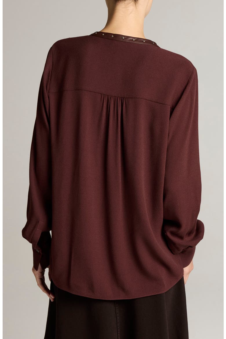 Studded Placket Long Sleeve Top, Alternate, color, BLACK FIG