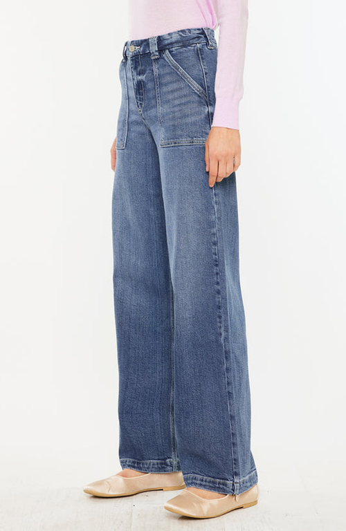 Kancan Astra High Rise Wide Leg Jeans In Medium Wash