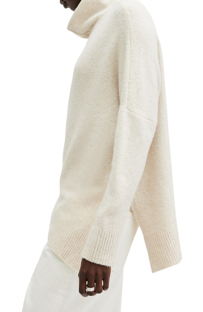 AllSaints Lock Roll Neck Asymmetric Sweater, Alternate, color, Chalk White