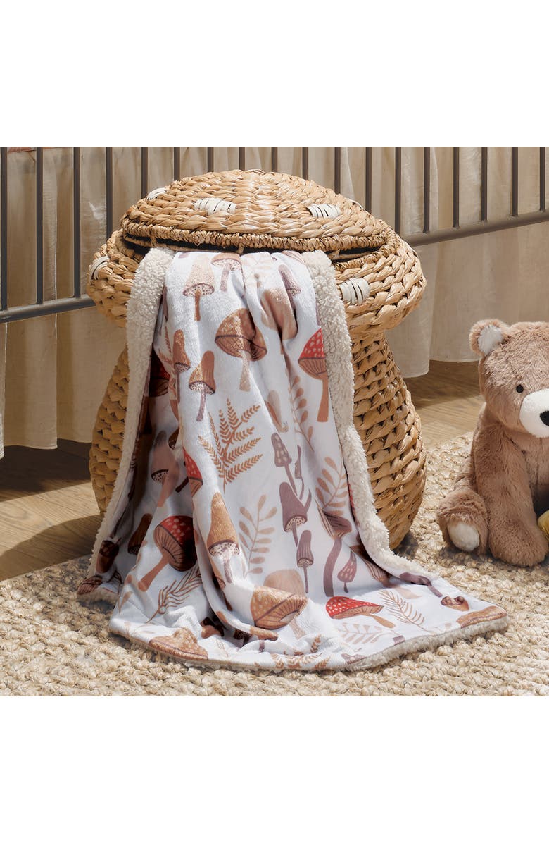Lambs & Ivy Mushroom Meadow Soft White/Taupe Luxury Baby Blanket, Alternate, color, Cream