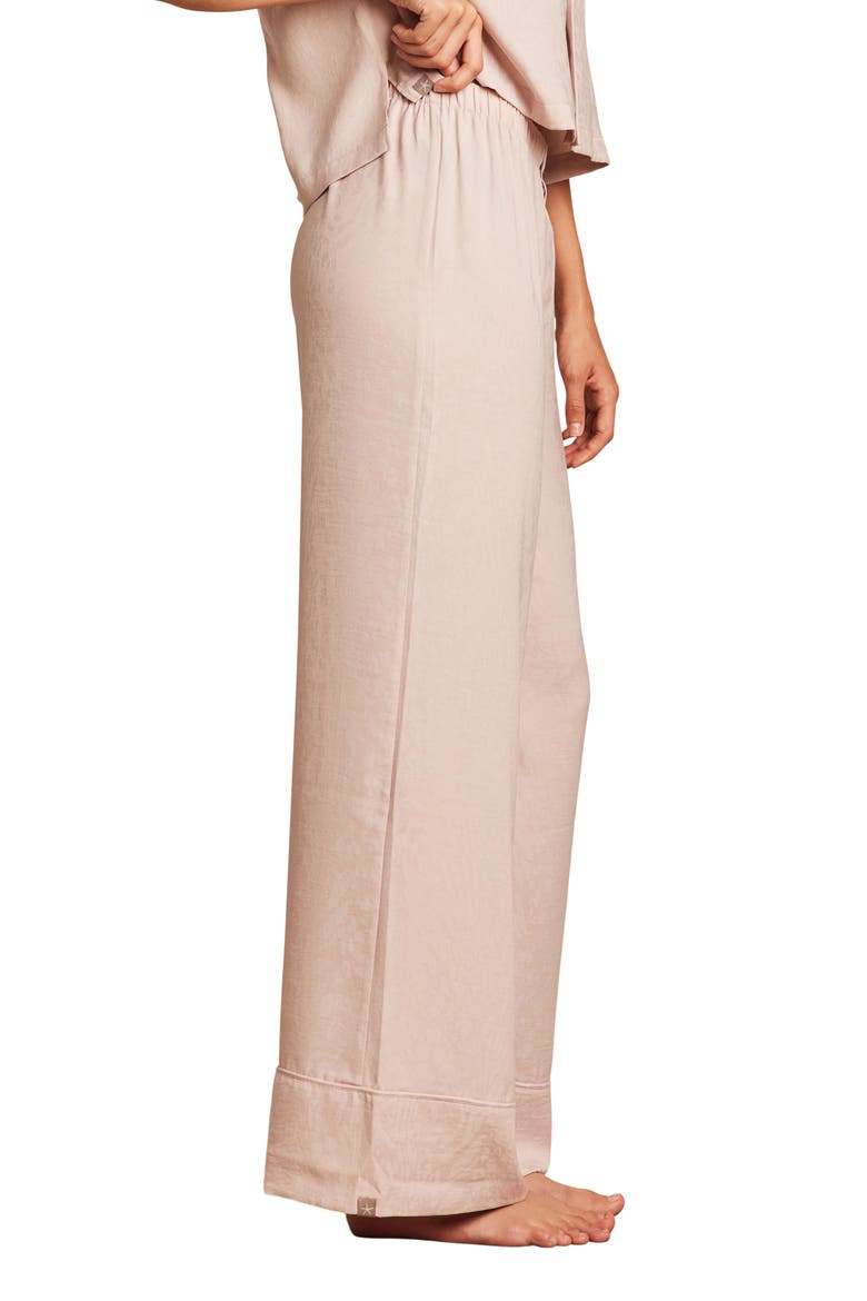 Washed Satin Jacquard Wide Leg Pajama Pants, Alternate, color, FEATHER