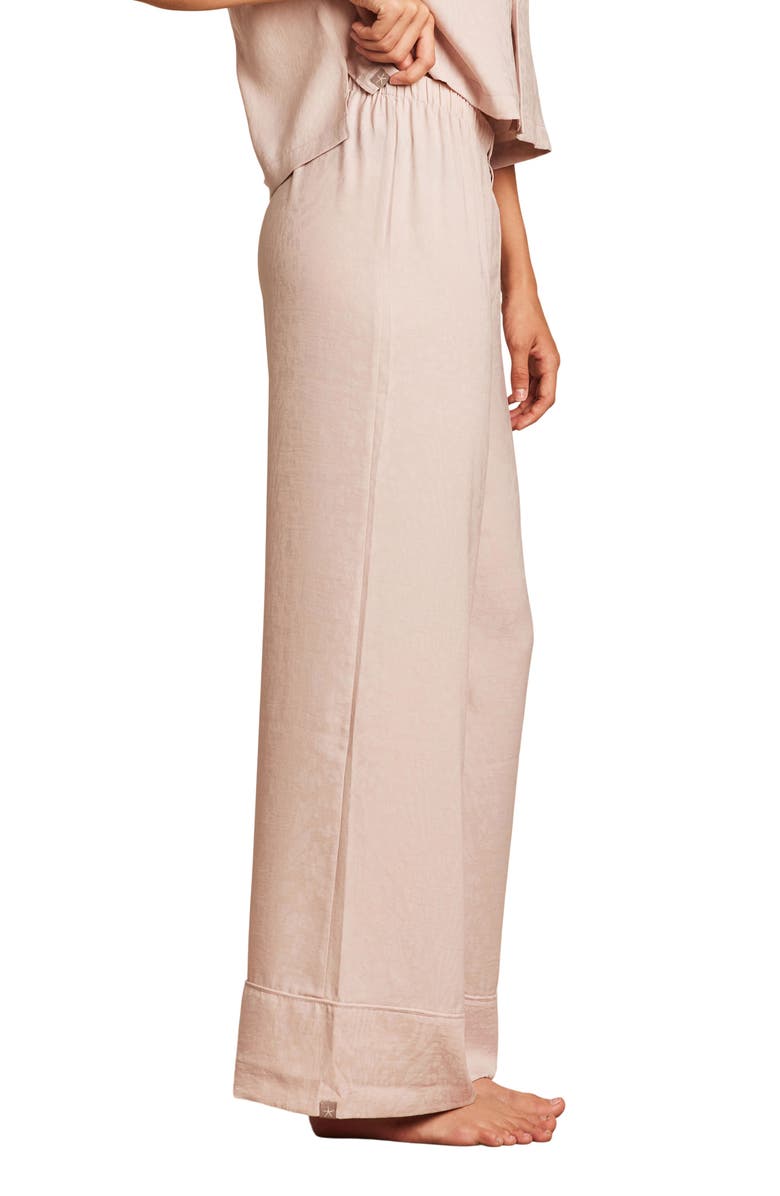 Barefoot Dreams<sup>®</sup> Washed Satin Jacquard Wide Leg Pajama Pants, Alternate, color, Feather