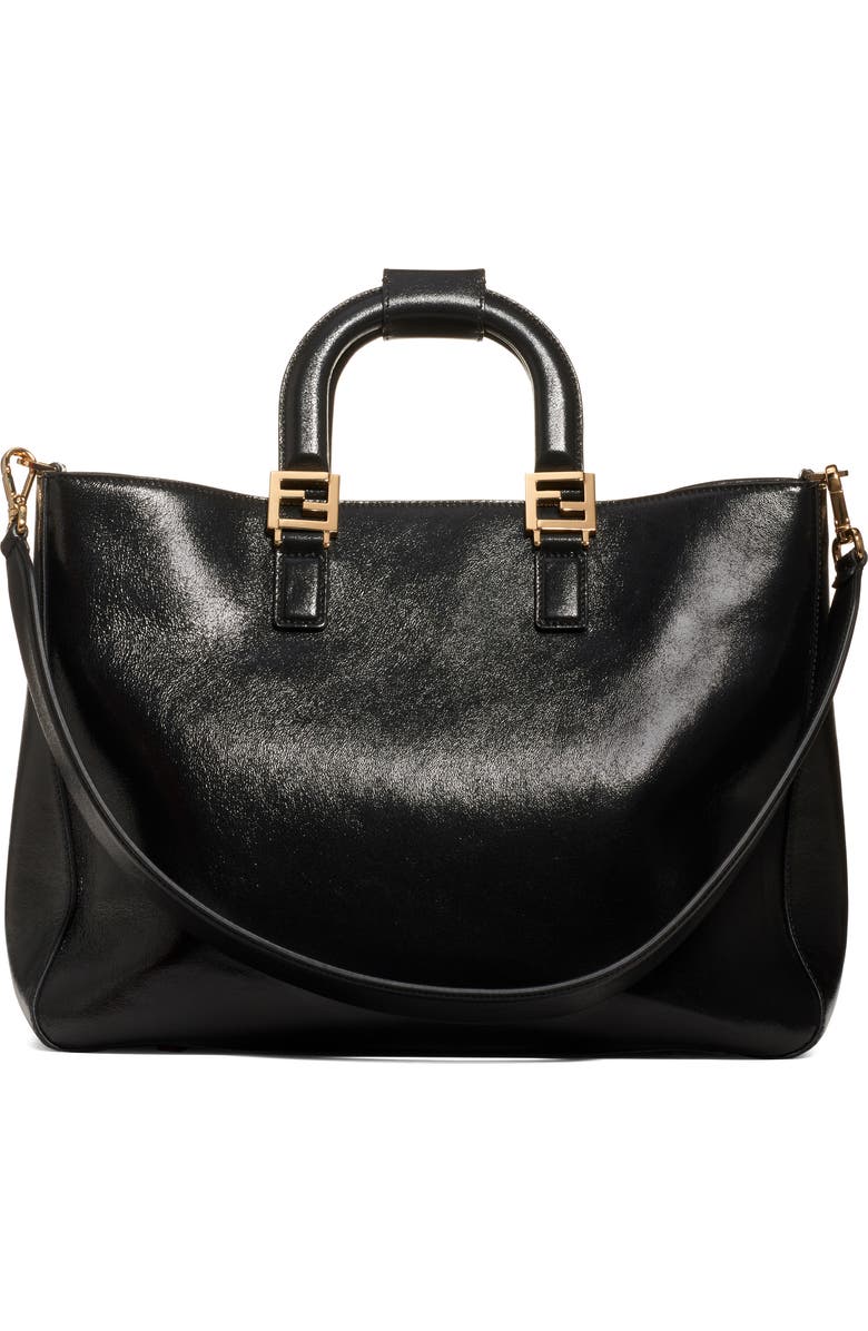 Fendi Medium FF Top Handle Leather Tote, Alternate, color,