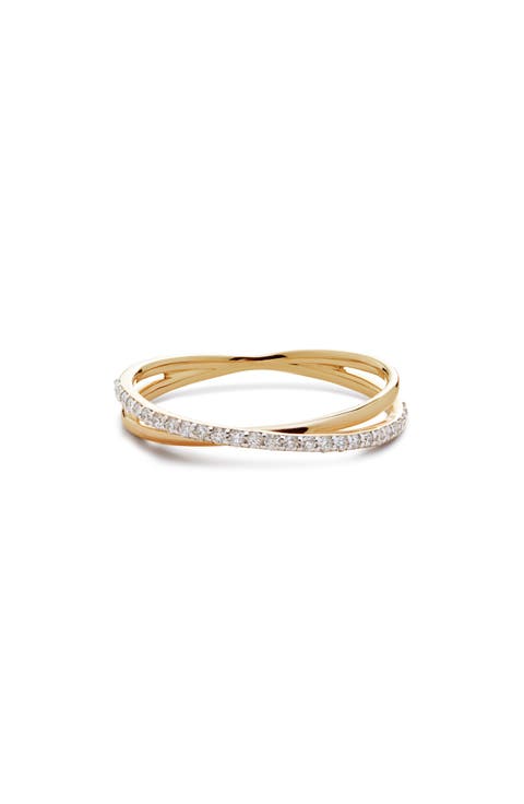 14K Gold Diamond Crossover Ring
