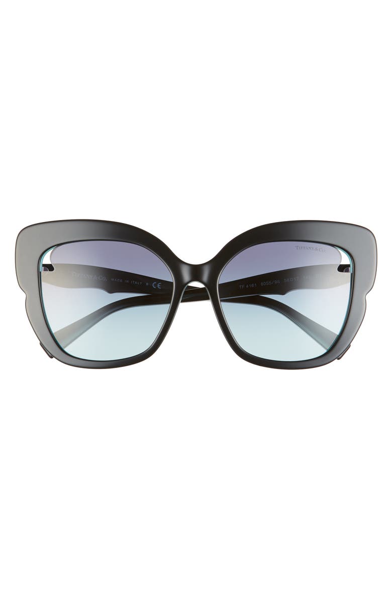 56mm Square Cat Eye Sunglasses, Alternate, color, BLACK/ BLUE GRADIENT