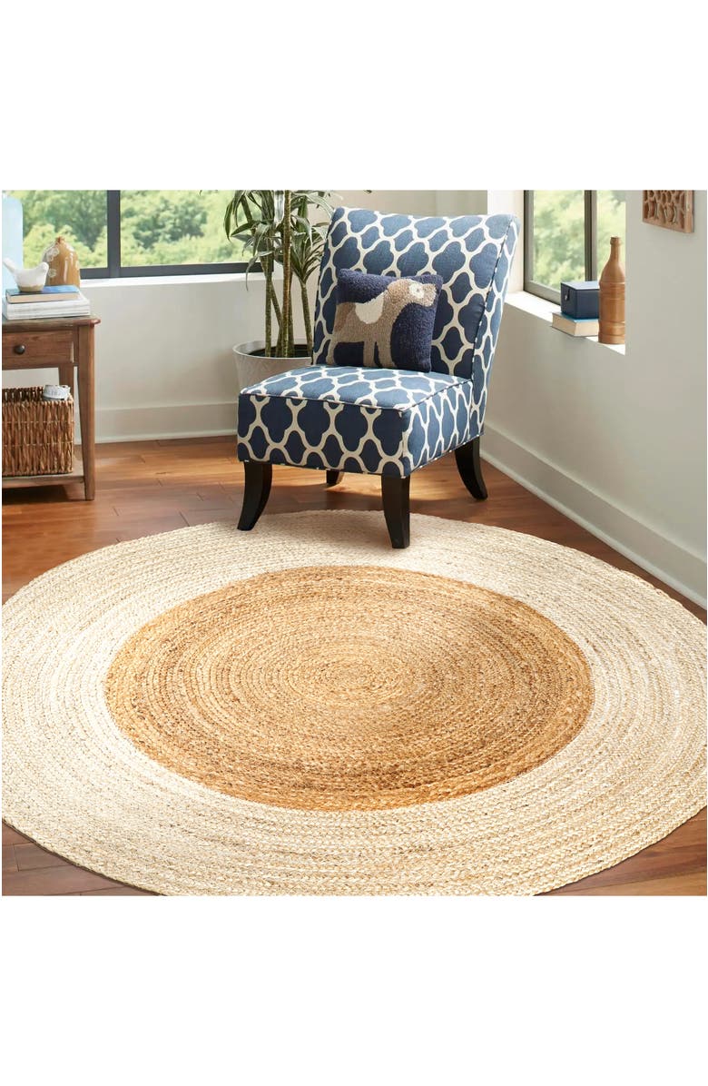 JONATHAN Y Oceana Two-Tone Boho Jute Circle Round Area Rug, Alternate, color, Cream/Natural