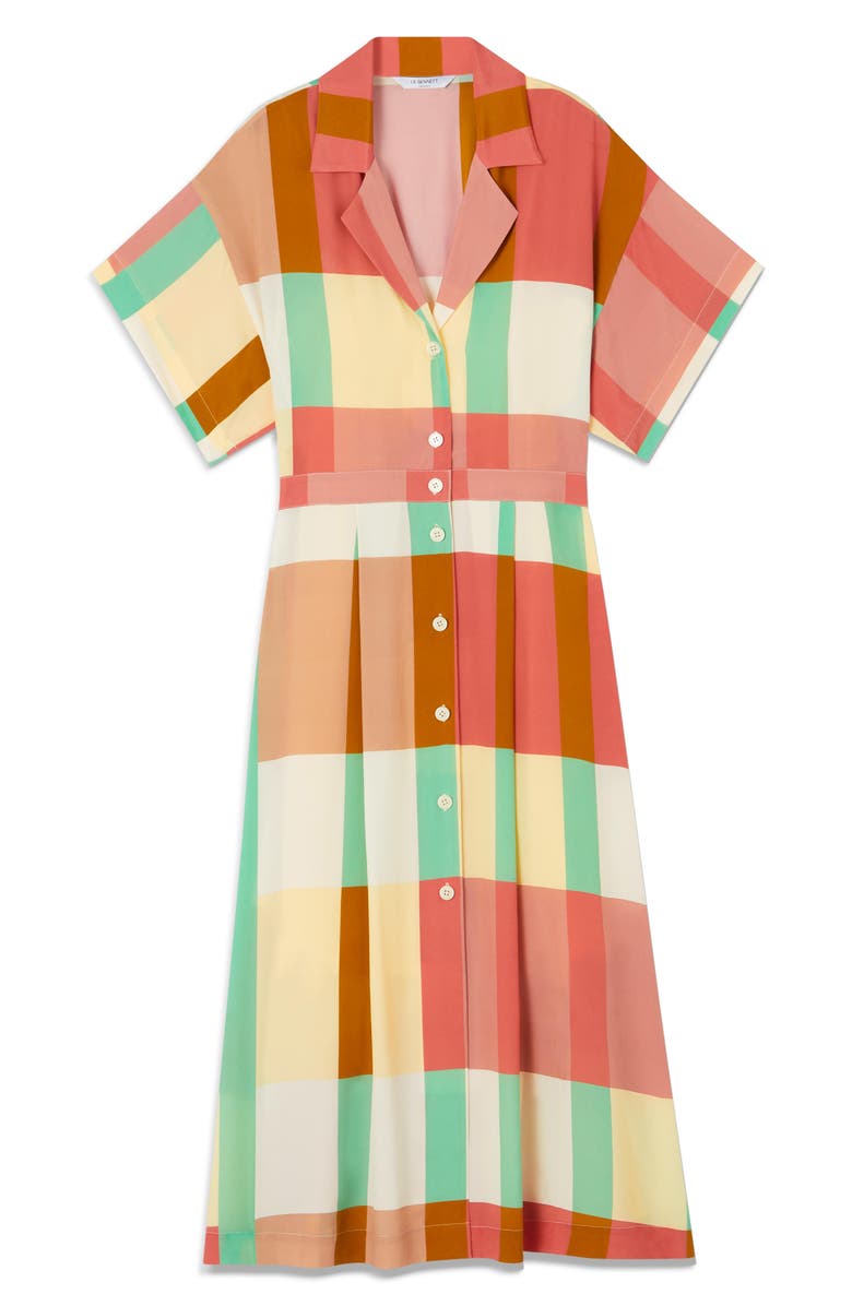 LK Bennett Izzy Block Print Midi Shirtdress, Alternate, color, Rose
