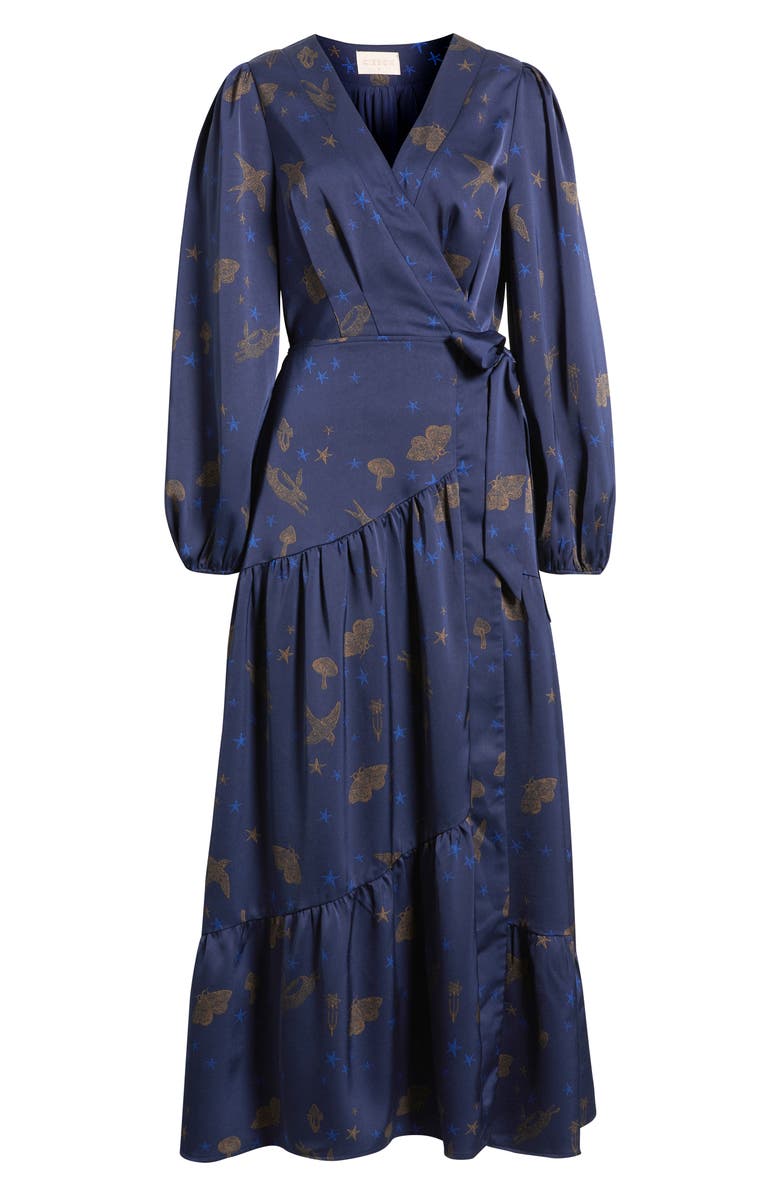 CIEBON Lilian Long Sleeve Wrap Dress, Alternate, color, Navy Multi