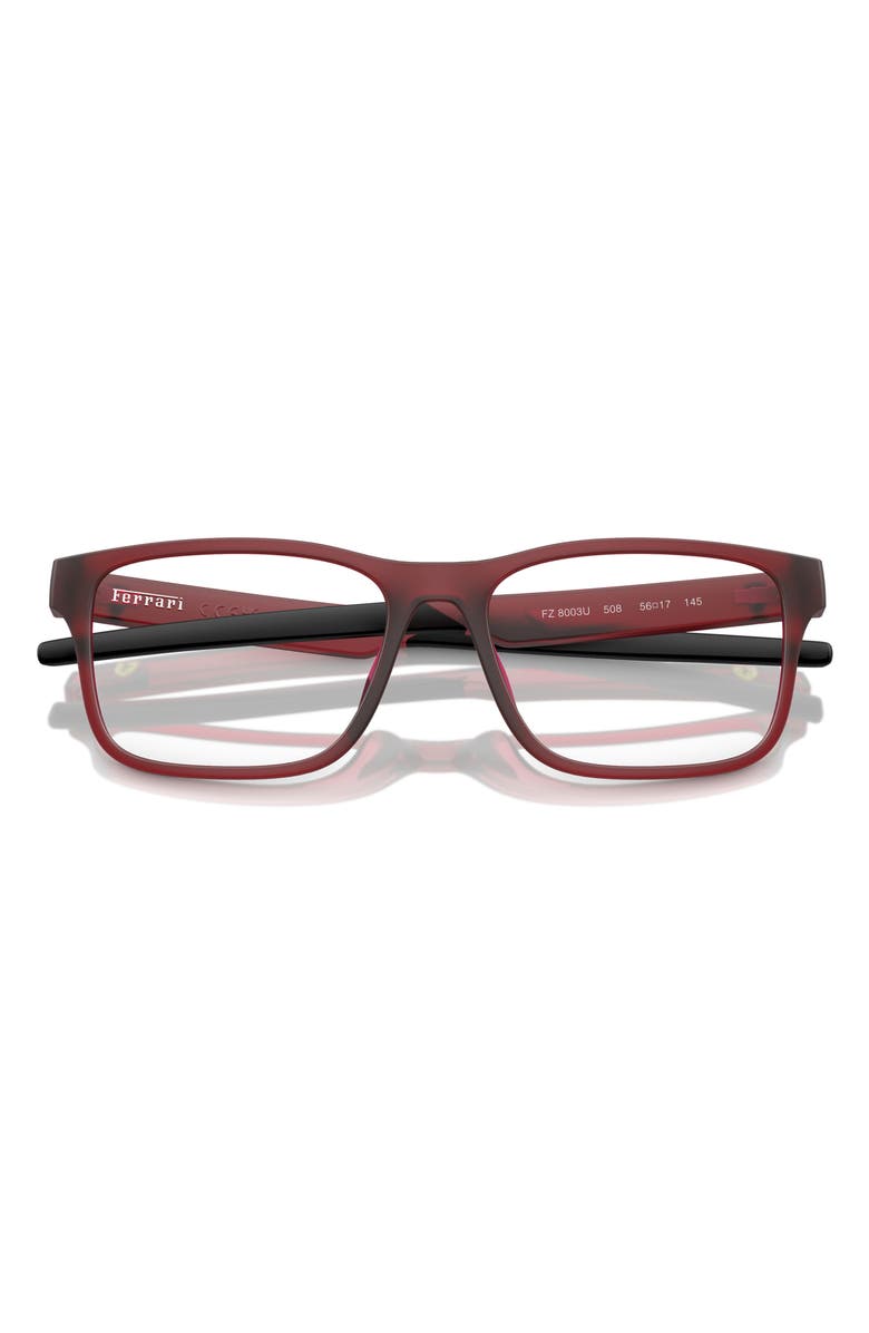 Scuderia Ferrari 54mm Rectangular Optical Glasses, Alternate, color, Opal Matte Red / Demo Lens