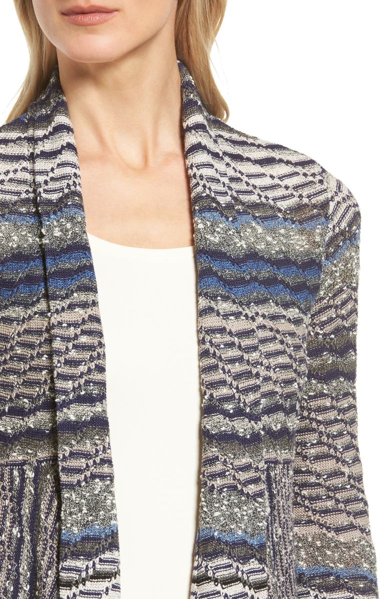 NIC+ZOE Shaded Stripe Drape Front Cardigan, Alternate, color, 
