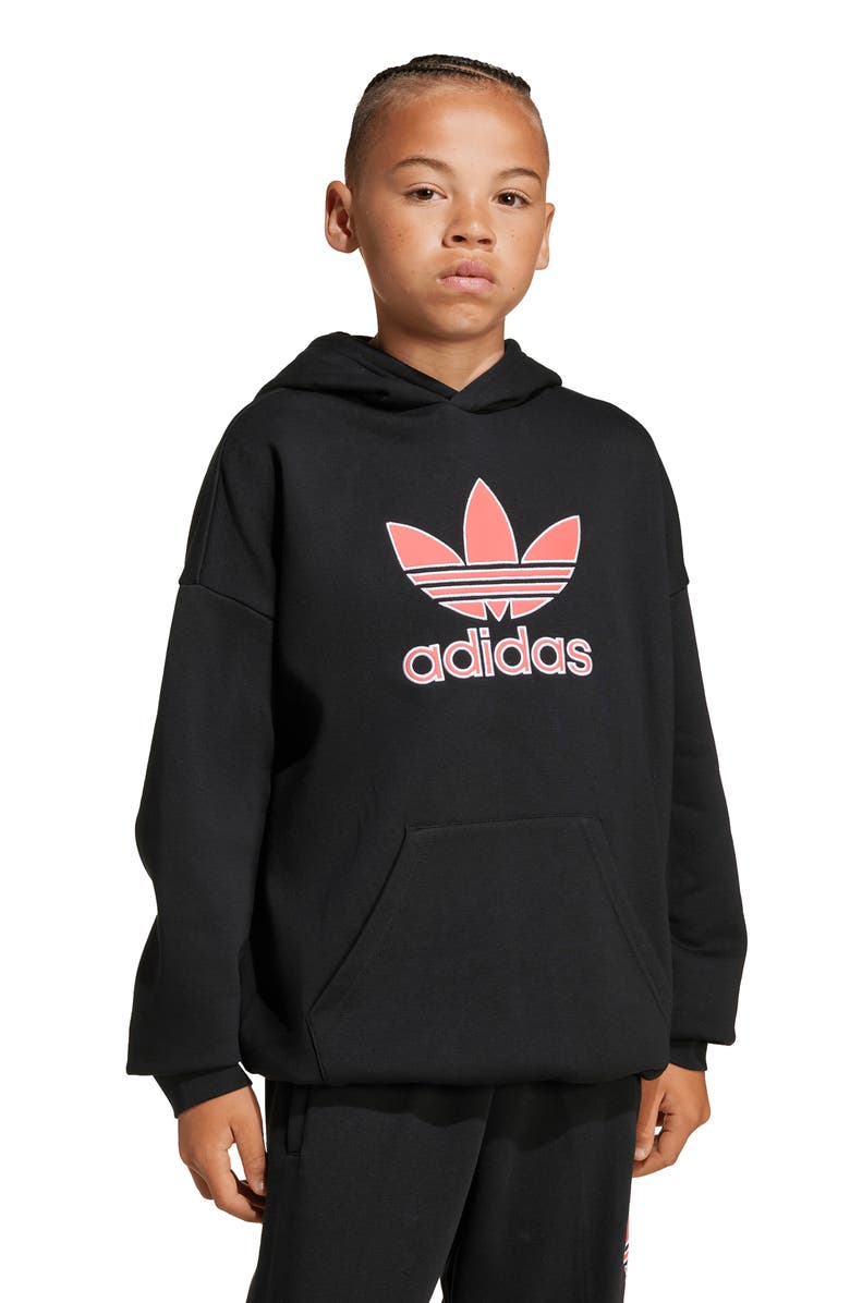 adidas Originals Kids' Trefoil Hoodie, Alternate, color, Black
