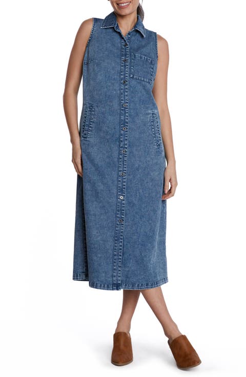 Sleeveless Denim Shirtdress