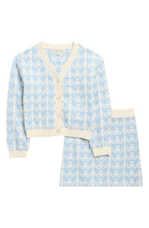 Kids' Heart Knit Cardigan & Skirt Set (Big Kid)