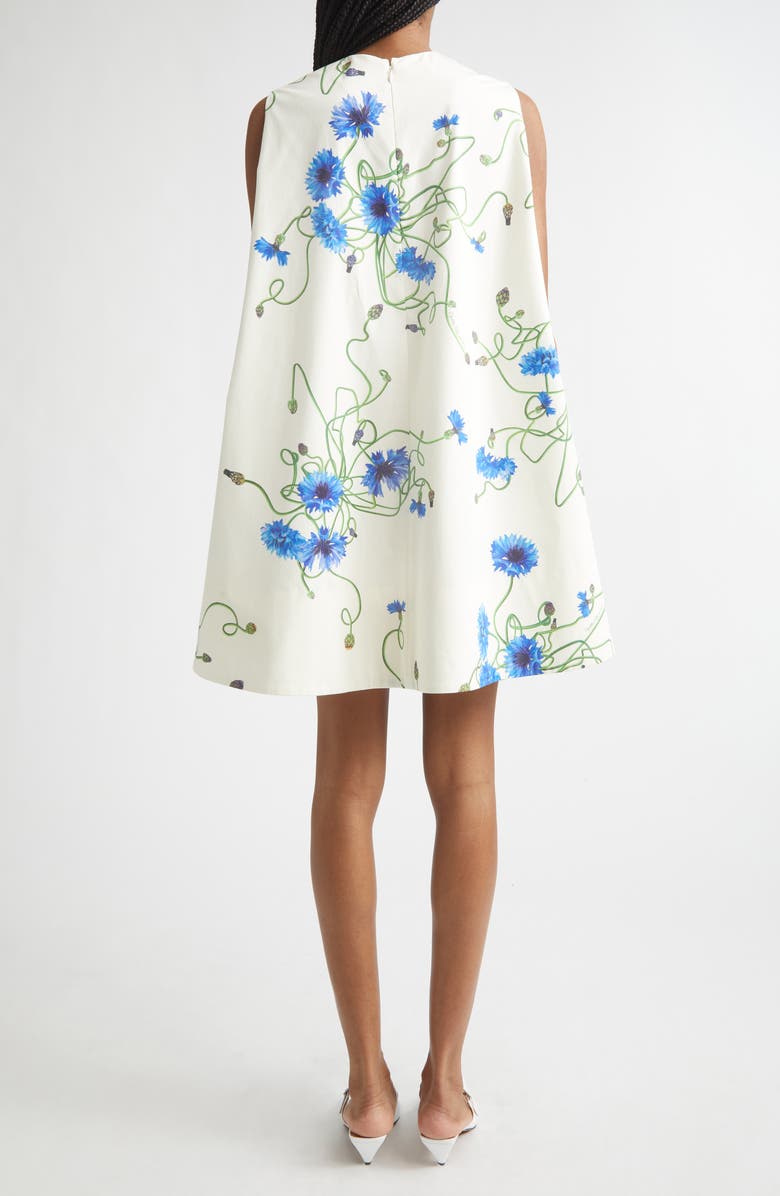 Stella McCartney Cornflower Embroidered Cotton Trapeze Minidress, Alternate, color, Cornflower