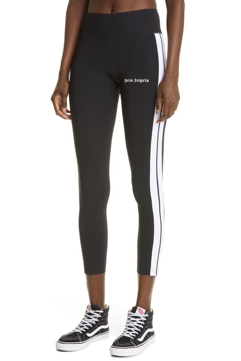 Logo Stripe Leggings, Alternate, color, BLACK WHITE