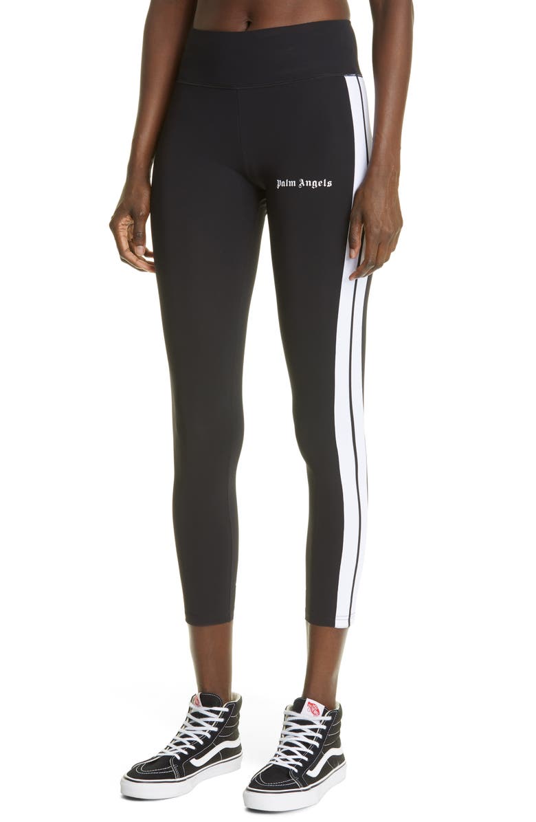 Palm Angels Logo Stripe Leggings, Alternate, color,