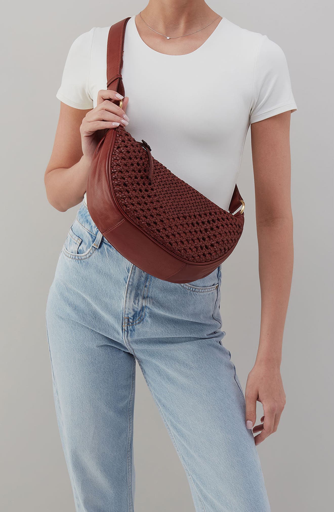 HOBO Hazel Woven Leather Sling Bag, Alternate, color, 