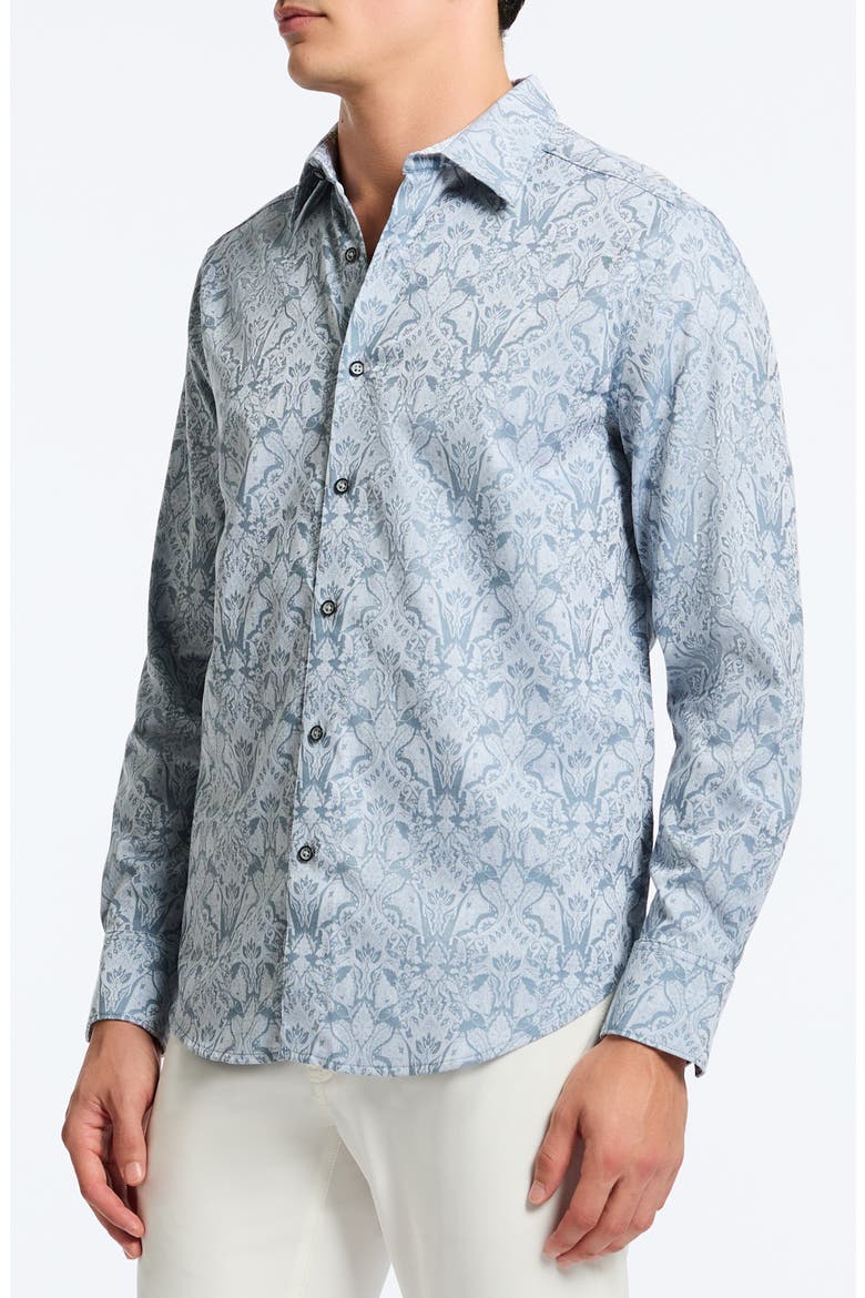 Highland Classic Fit Damask Cotton Button-Up Shirt, Alternate, color, SLATE BLUE