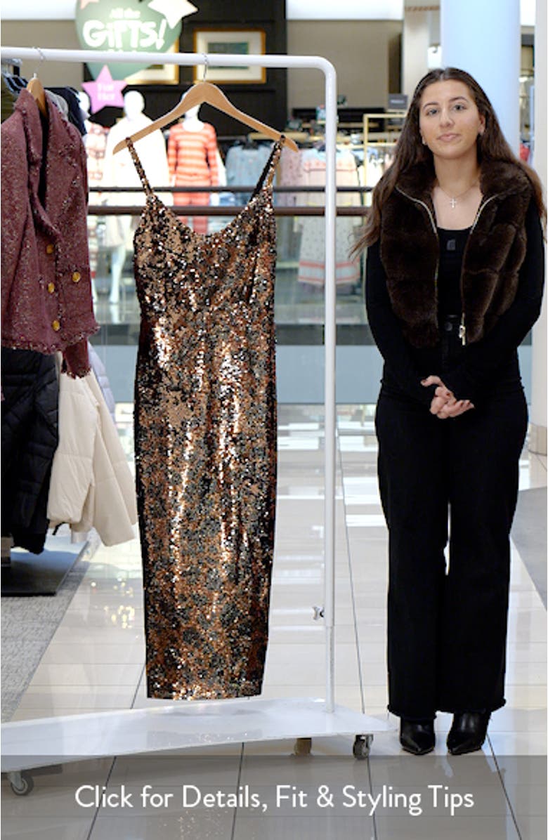 Noella Leopard Sequin Midi Sheath Dress, sales video thumbnail