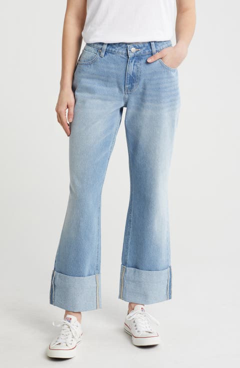 Boyfriend Fit Cuffed Jeans