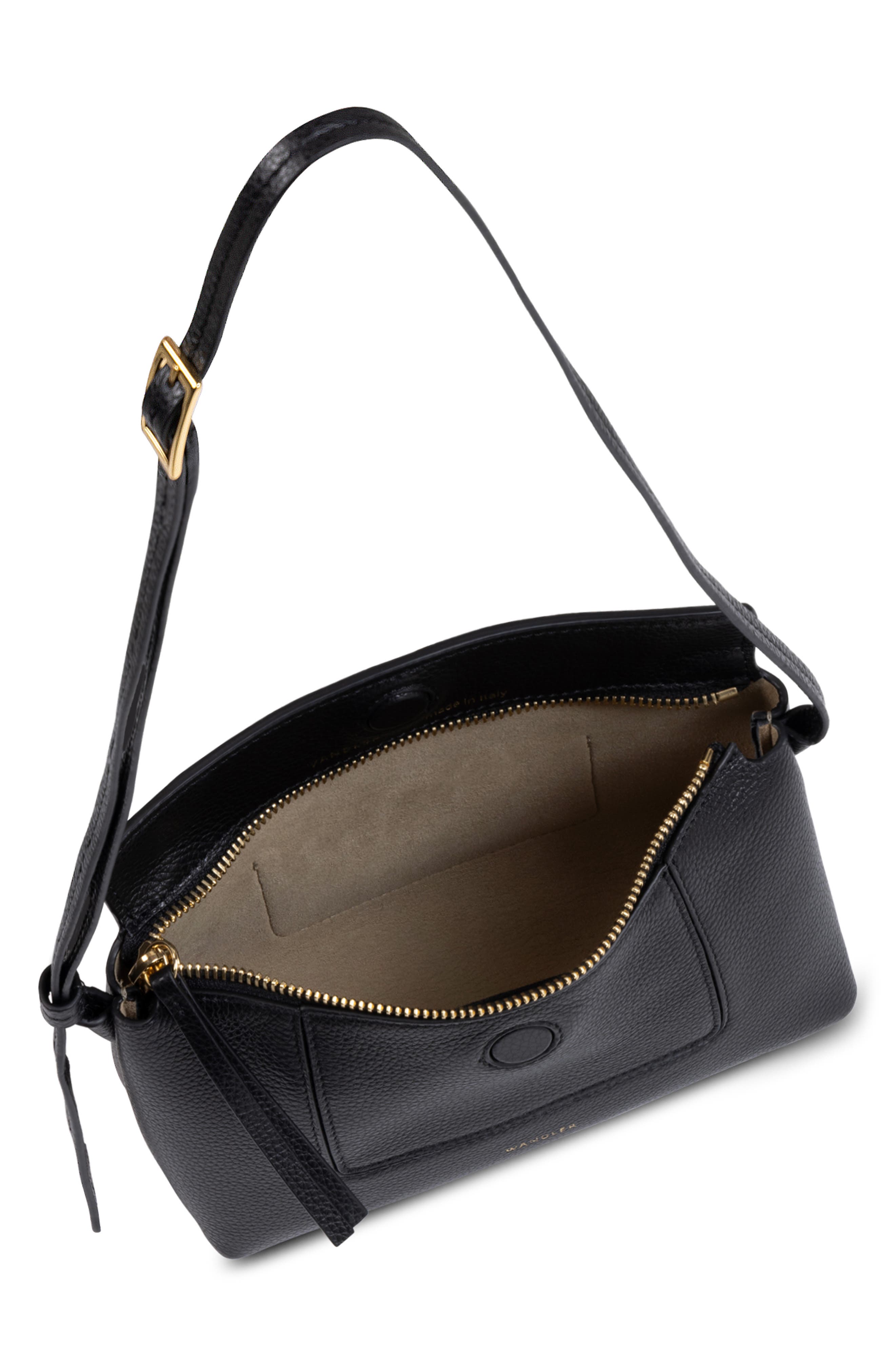 Wandler Mini Penelope Leather Shoulder Bag, Alternate, color, Black Crust 3283