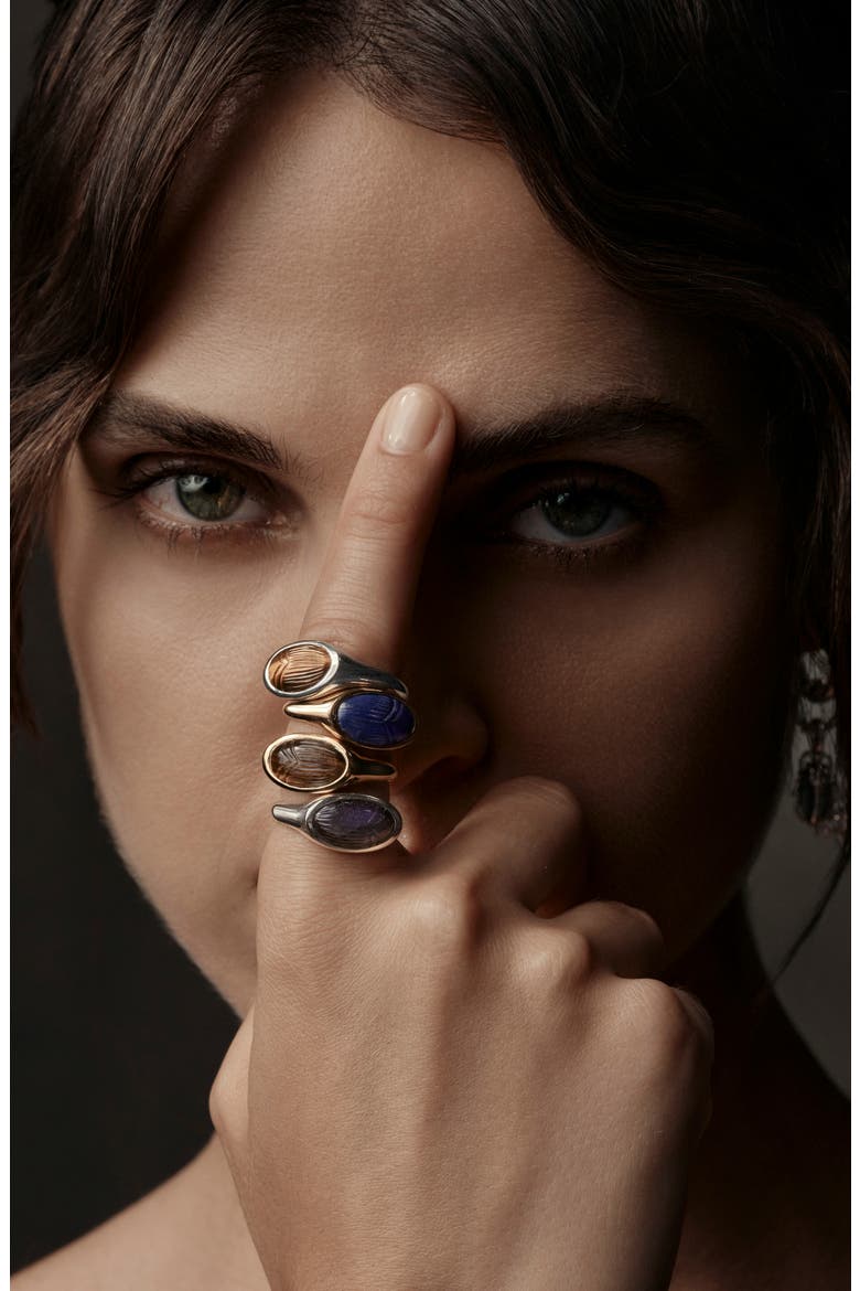 Death Beetle Labradorite Signet Ring, Alternate, color, METALLIC SILVER/ LABARODITE