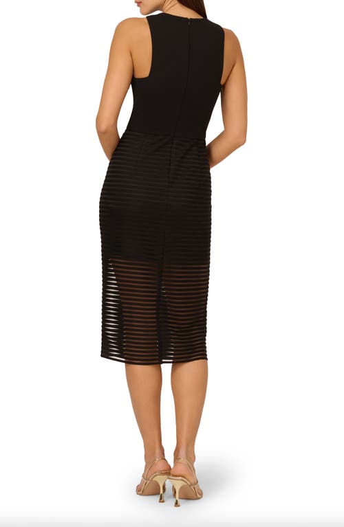 ADRIANNA PAPELL ADRIANNA PAPELL SHADOW STRIPE SLEEVELESS MIDI DRESS