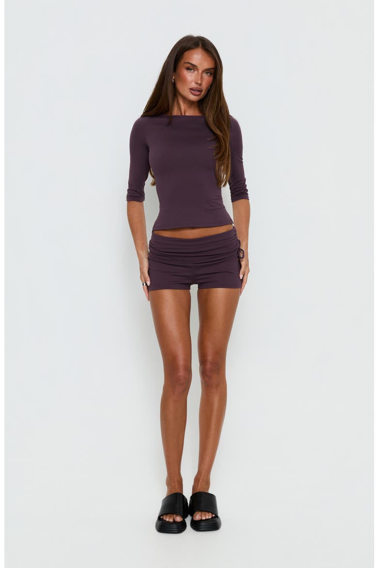 Daily Define Boatneck Three-Quarter Sleeve Top, Alternate, color, AUBERGINE