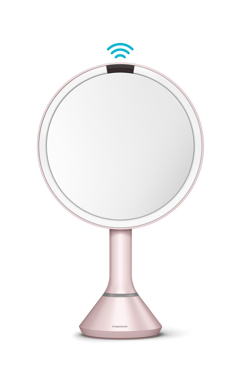 simplehuman 8-Inch Sensor Rechargeable Tabletop Mirror, Main, color, Pink