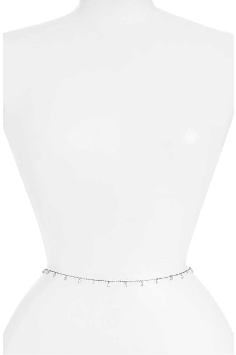Dainty Crystal Belly Chain, Main, color, SILVER