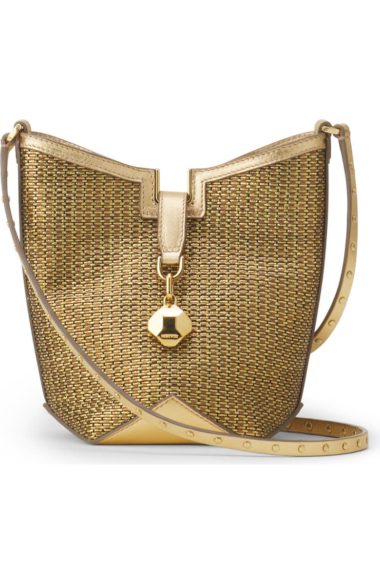 Lanvin Catch By Lanvin Bucket Bag In Raffia, Main, color, Gold/Black