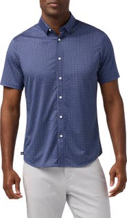 Mizzen+Main Halyard Trim Fit Geo Pattern Short Sleeve Button-Up Shirt