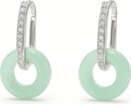 LA MENO Jade Disc Hoop Earrings
